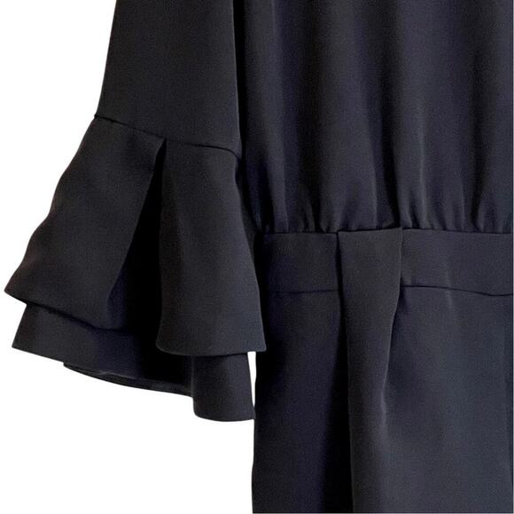 Saks Fifth Avenue Romper Black Open Back 3/4 Length Bell Sleeves Size Medium - Picture 4 of 9